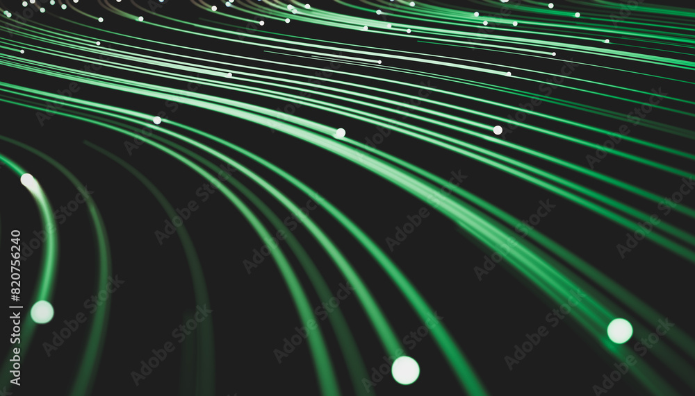 Aufkleber Abstract green digital technology background. Big data visualization. High speed Network connection structure. 3d render.