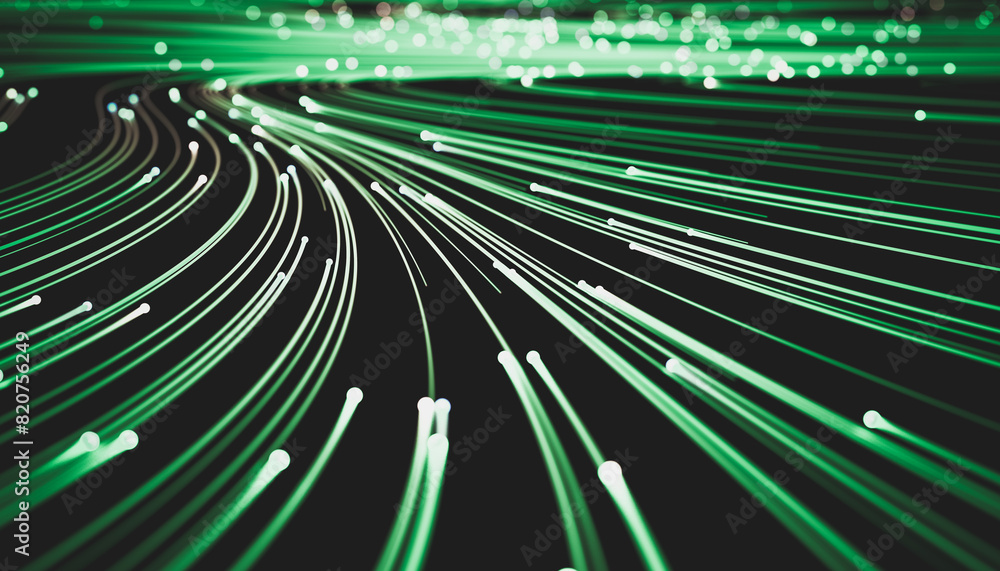 Aufkleber Abstract green digital technology background. Big data visualization. High speed Network connection structure. 3d render.
