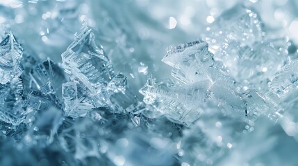 Obraz premium Winter frost patterns. Close-up of ice crystals forming cold winter banner background