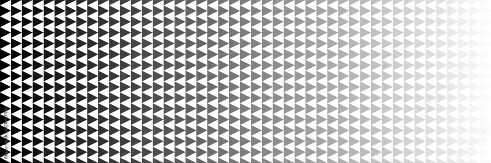 Aufkleber horizontal halftone of blended black triangle to gray design for pattern and background.
