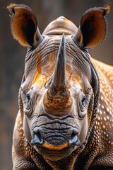 Naklejka premium Close up of a rhino in a zoo, suitable for educational materials