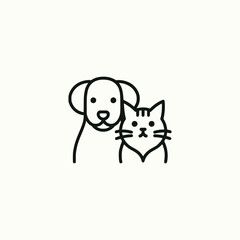 cat and dog line professional logo vector illustration template design