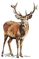 A painting of a deer with impressive antlers, perfect for nature themes