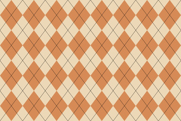 Beige Argyle pattern. Seamless geometric background for fabric, textile, clothing, wrapping paper. Backdrop for party invite card