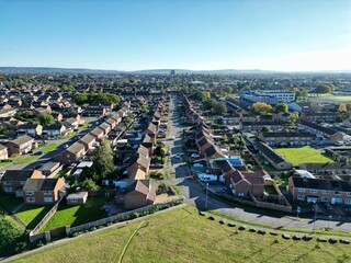 Aerial view of Meadowcroft Estate in Aylesbury with St Michaels Catholic Church