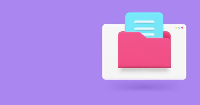 File folder info cloud storage organization internet archive data management 3d icon animation