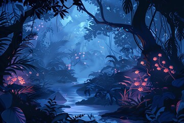 Mystical Night  Forest