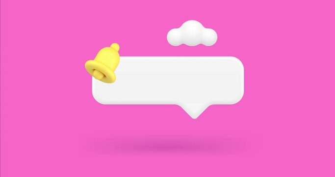 Internet alert notification quick tips empty bar speech bubble ring bell 3d icon animation realistic
