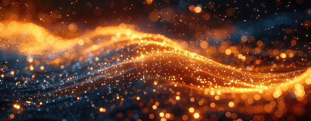 Naklejka premium High-tech abstract background with sleek light streaks and vivid yellow fiber optic cables glowing