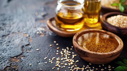 sesame essential oil. Selective focus