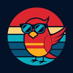 Bird and summer t shirt design vector art illustration