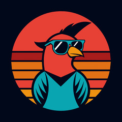 Bird and summer t shirt design vector art illustration