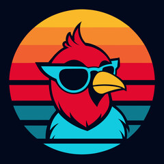 Bird and summer t shirt design vector art illustration