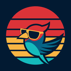 Bird and summer t shirt design vector art illustration