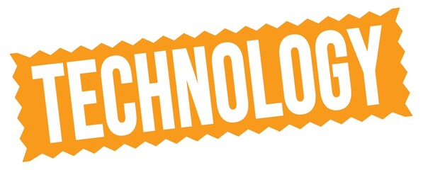 TECHNOLOGY text written on orange stamp sign.