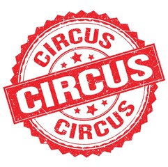 CIRCUS text on red round stamp sign