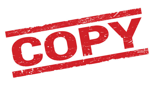 COPY text on red rectangle stamp sign.