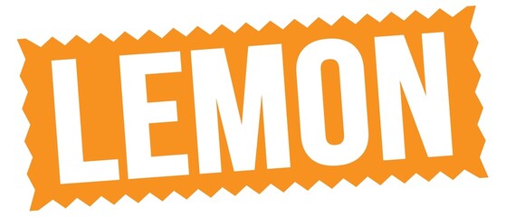 LEMON text written on orange stamp sign.