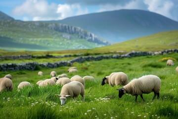Fototapeta premium Sheep grazing in meadow