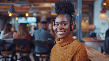 Smiling Woman with Headphones