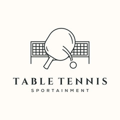 table tennis line art logo vector minimalist illustration design, ping-pong sport symbol design