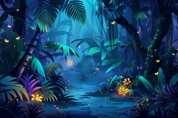 Luminous Jungle Pathway Scene