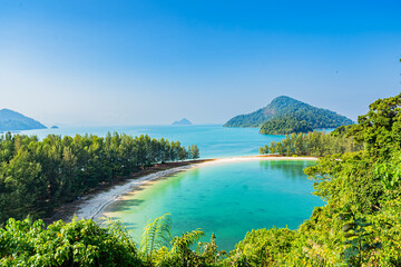 View of Koh Kamtok, Khao Kwai Bay in the Andaman Sea, Ranong Province, southern Thailand, Asia.