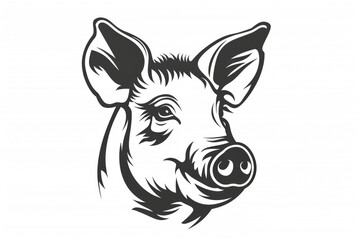 Fototapeta premium Detailed image of a black and white pig head, suitable for various design projects