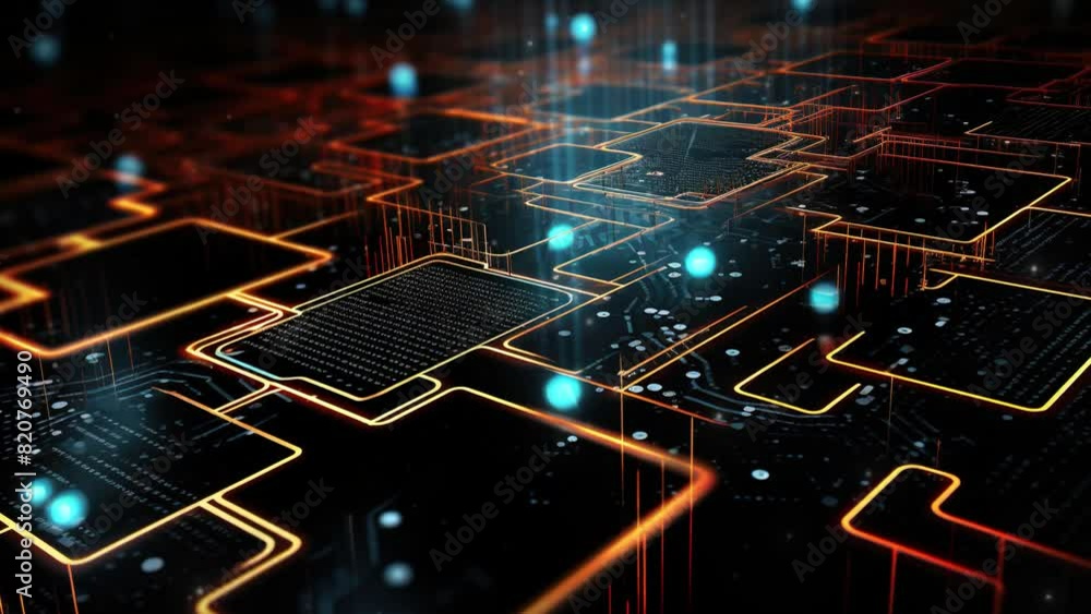 Poster abstract technology graphic using binary code, flowcharts, hexagonal line. futuristic background tec