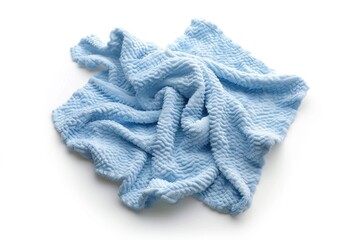 Stack of blue towels on clean white background, perfect for household or spa concepts