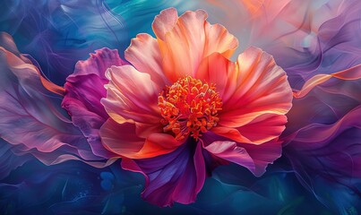 Large Vibrant flowers on a whimsical fuchsia colored canvas, creating an ethereal blend of art and nature.