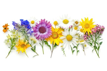 kinds of colorful summer flower isolated on white background
