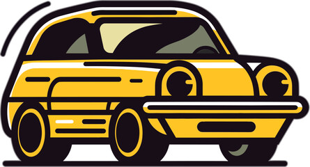 Illustration of a bright yellow car against a blank white background