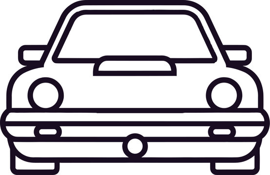 recommend clip art: Illustration of a black outlined car on a plain white background