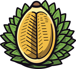 Vector illustration of a beautiful and delicious durian, bold outline, dark and bright colors
