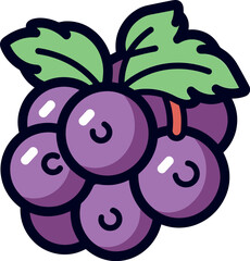 Naklejka premium Vector illustration of a beautiful and delicious grape, bold outline, dark and bright colors