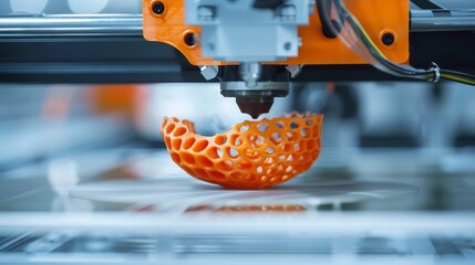 A 3D printer producing a bespoke item from innovative materials