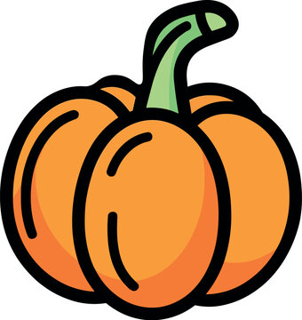 recommend clip art: Vector illustration of a beautiful and delicious orange pumpkin, bold outline