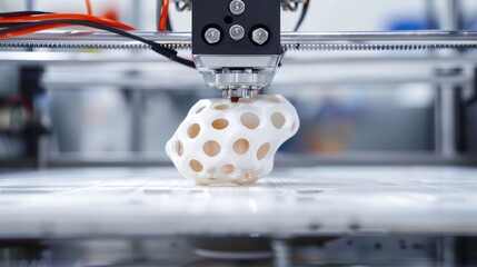 A 3D printer producing a bespoke item from innovative materials