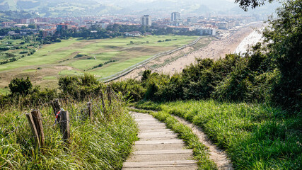 Stairs overlooking the beach in northern Spain