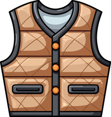 Vector of brown puffy vest on white background