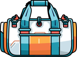 Vector illustration of a stylish and modern athletic bag with bold outline and bright colors