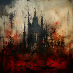 Textured Bloody Dark Fantasy Cathedral Art