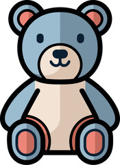 Vector illustration of a cute and beautiful teddy bear, toys for child, bold outline