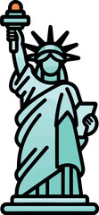 Vector illustration of the iconic Statue of Liberty in a bold outline with bright and dark colors