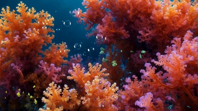 colorful coral reefs and bubbles