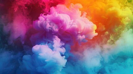 Fototapeta premium Colorful smoke cloud on dark backdrop, ideal for graphic design projects