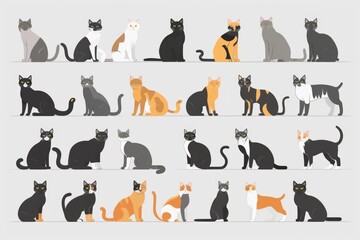A bunch of cats sitting together. Perfect for pet lovers