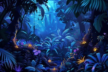 Fototapeta na wymiar Luminous Jungle Pathway Scene