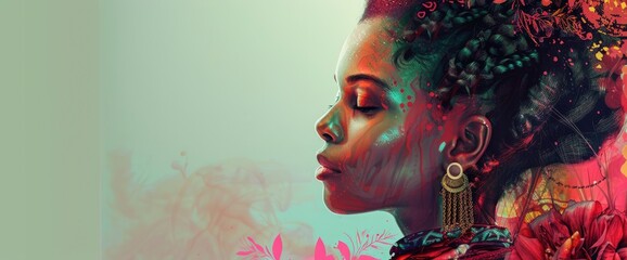 Delve Into The Realm Of Artistry With A Generative Ai Illustration Portraying A Young Woman Of Mixed Heritage